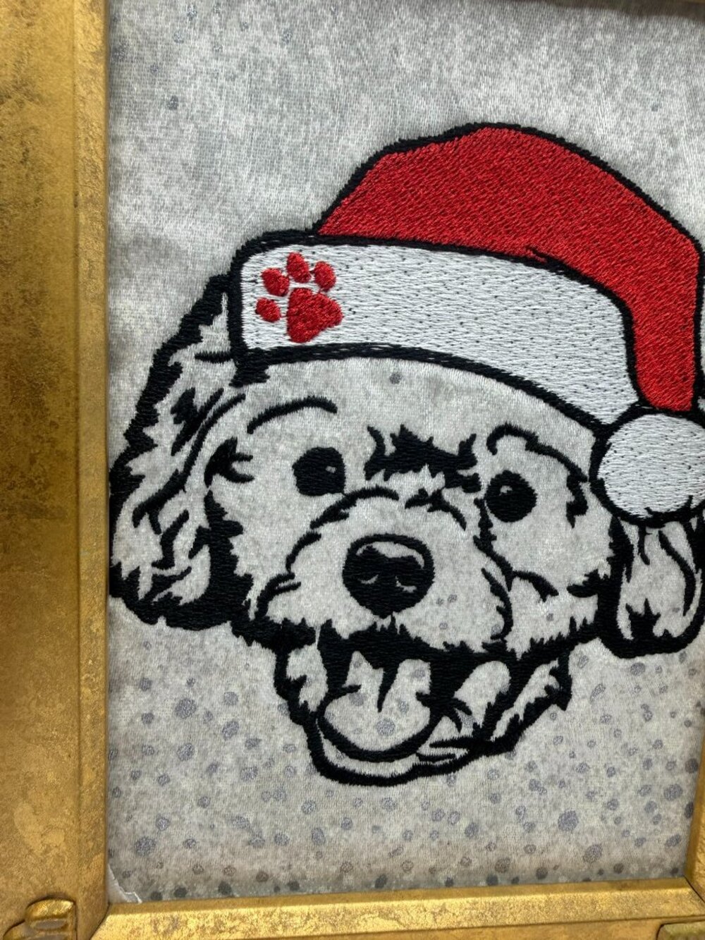 Homemade Dog In Santa Hat 5X7" Embroidery Art - Picture 2 of 5